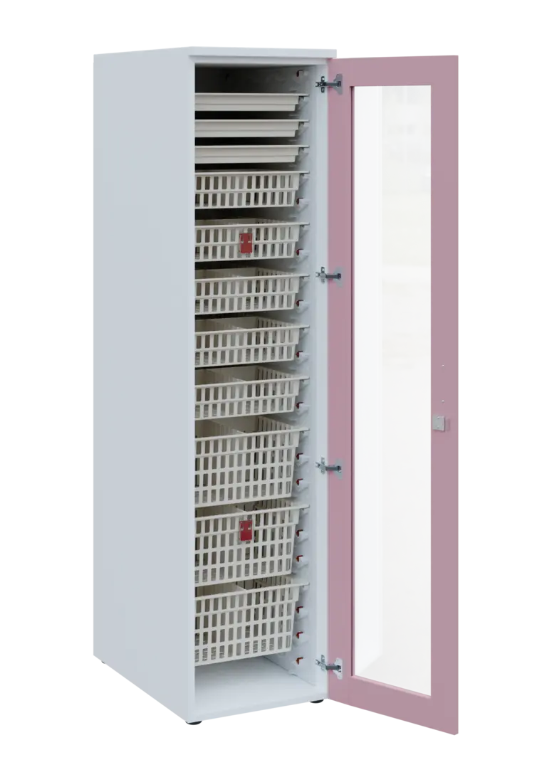 EUROMEDICA S - 46 ABS skříň léková boxová, 1-dveřová/prosklená, pravá, 1950x460x735, korpus bílý, dv